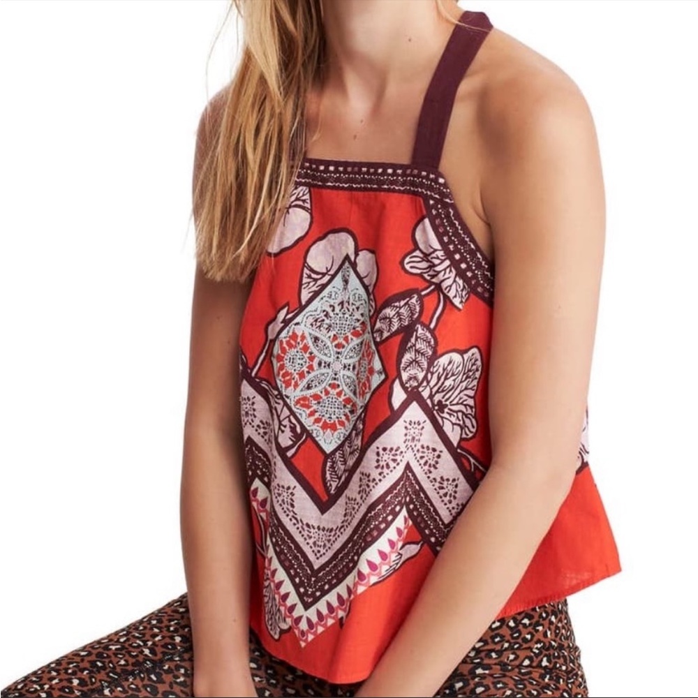 Free People Cool Cabana Square Neck Tie Tank X-Small NWOT
